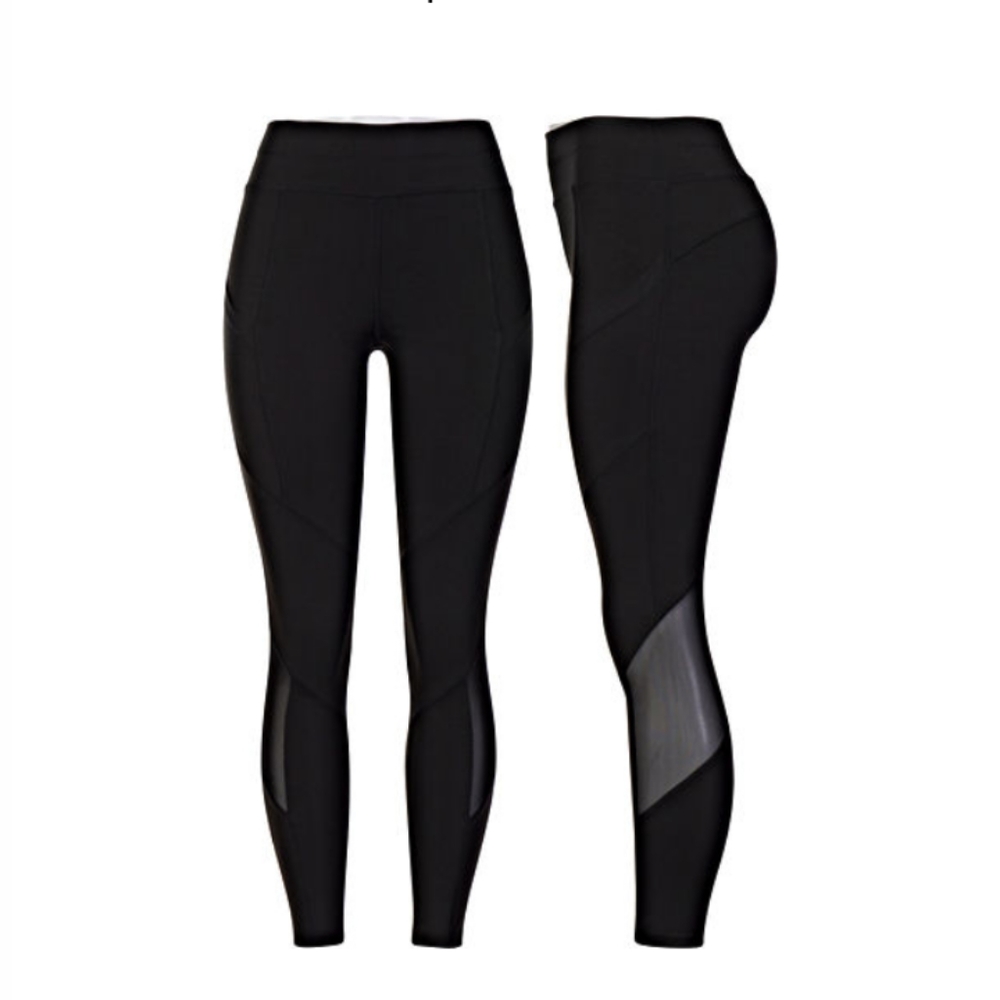 Pop Fit Callie Black Leggings with Mesh- Large
